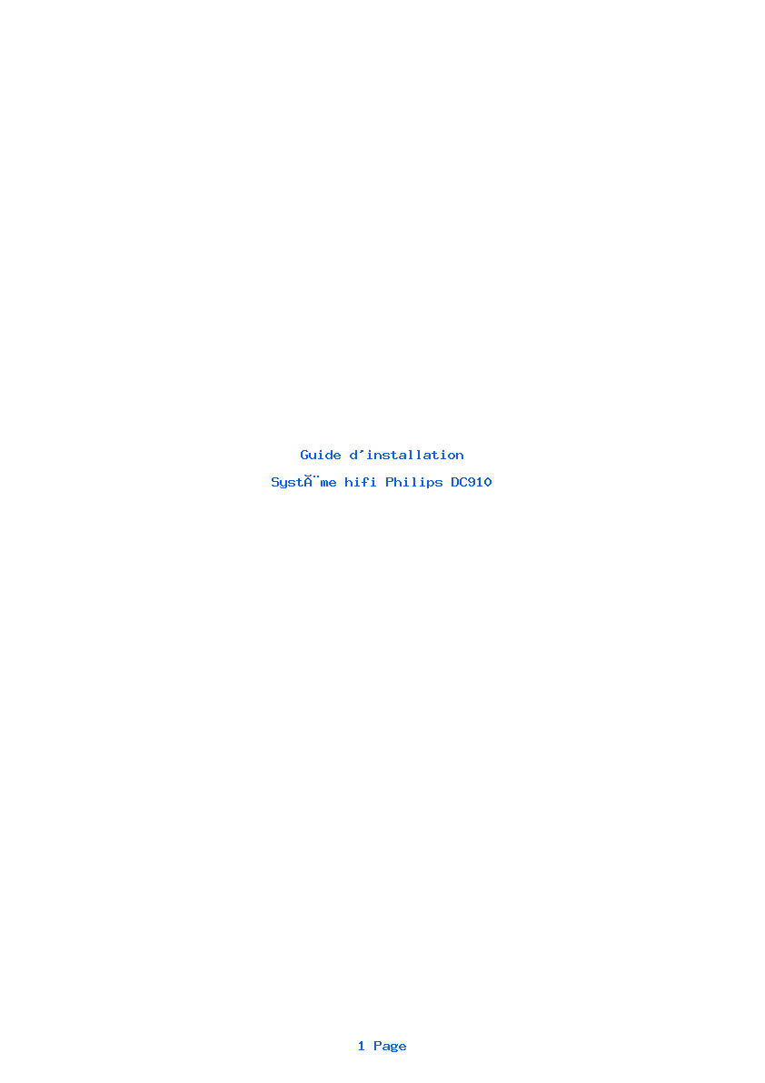 Page 1 de la notice Guide d'installation Philips DC910