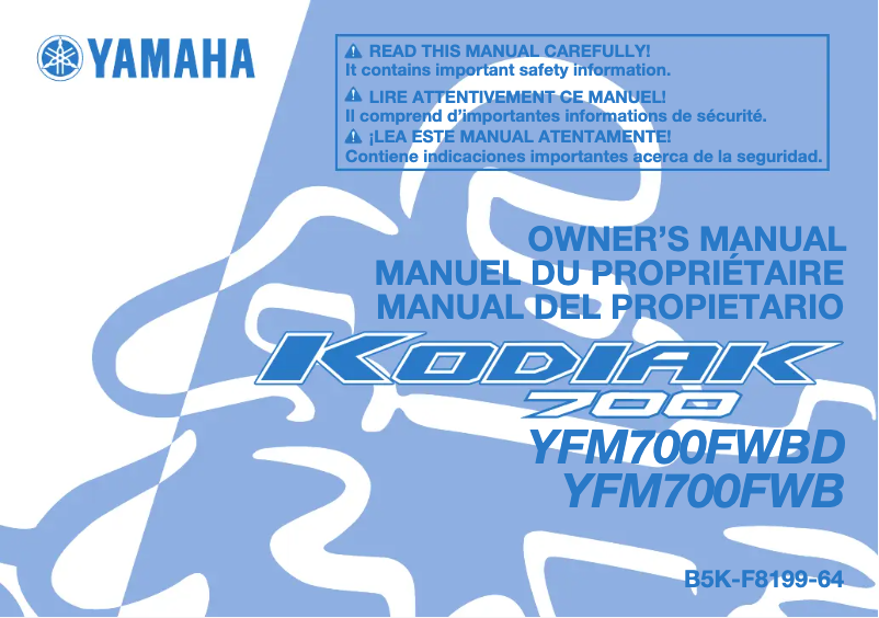 Page 1 of the manual User Manual Yamaha Kodiak 700 (2022)
