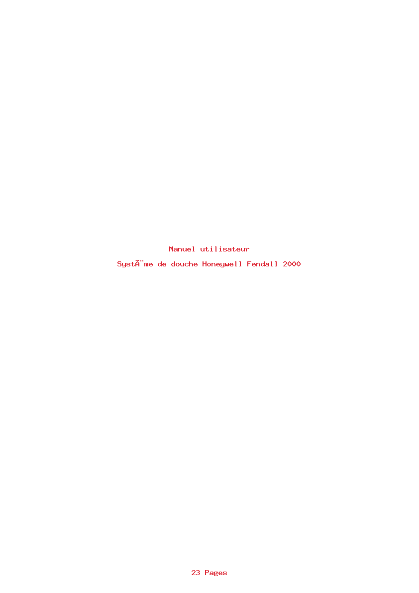 Page 1 de la notice Manuel utilisateur Honeywell Fendall 2000