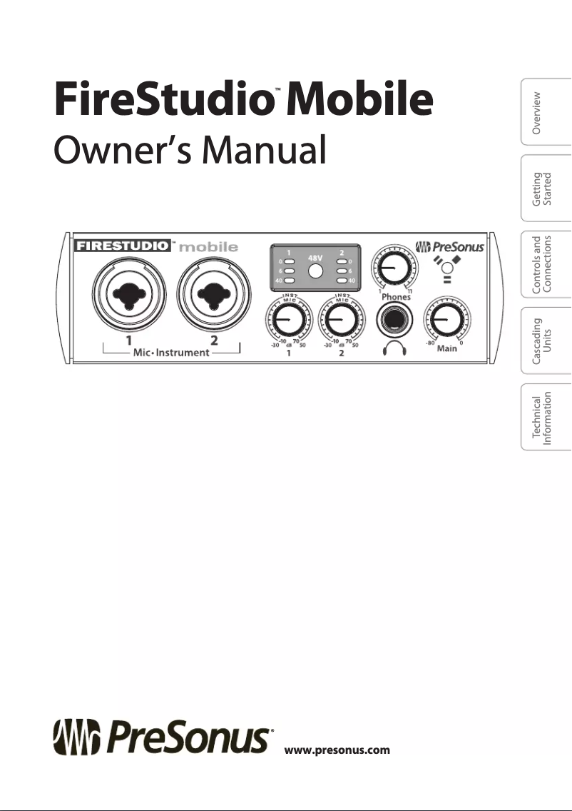 Page 1 de la notice Manuel utilisateur PreSonus FireStudio Mobile