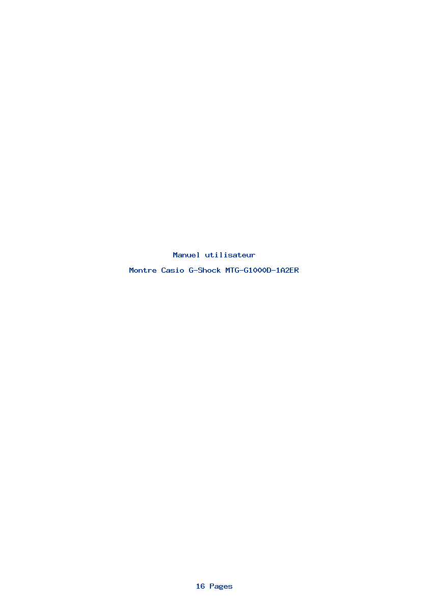 Page 1 de la notice Manuel utilisateur Casio G-Shock MTG-G1000D-1A2ER