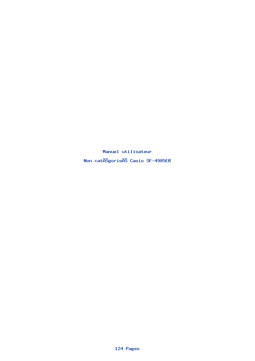 Page 1 de la notice Manuel utilisateur Casio SF-4985ER
