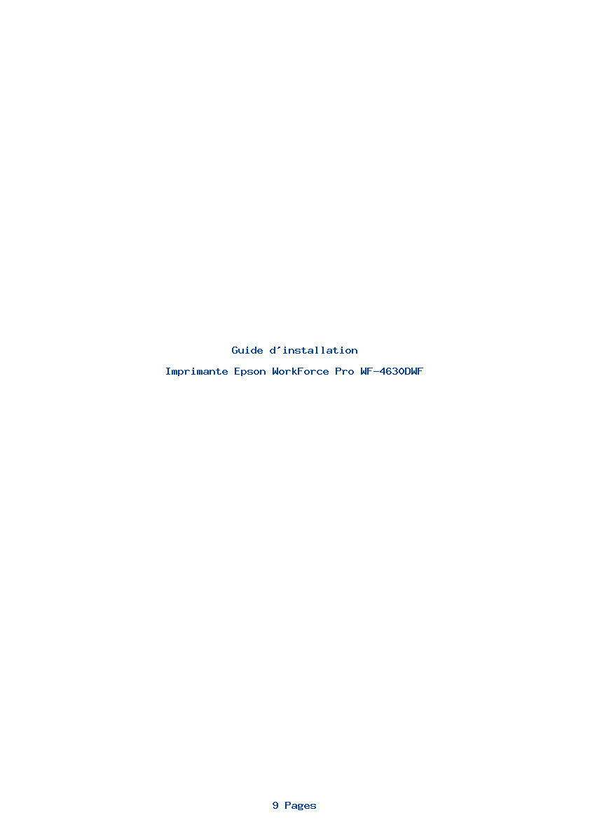 Page 1 de la notice Guide d'installation Epson WorkForce Pro WF-4630DWF