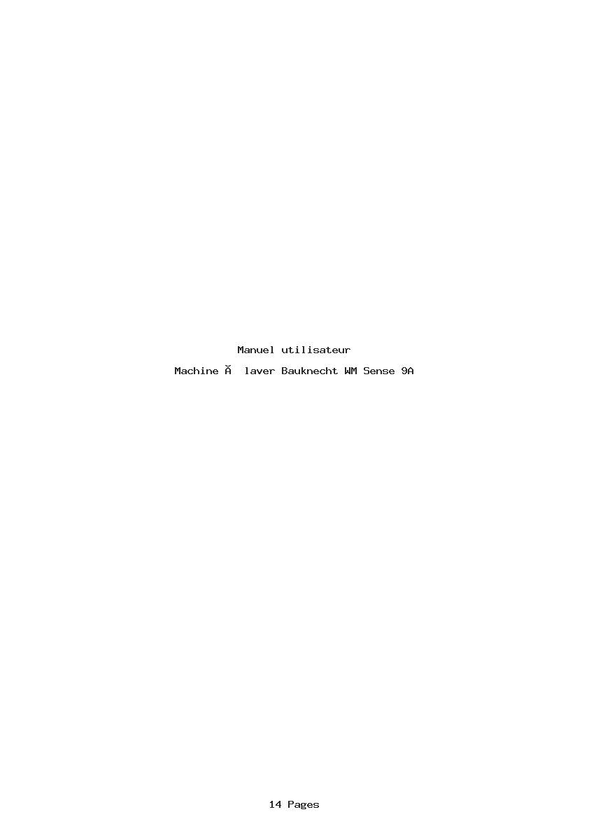 Page 1 de la notice Manuel utilisateur Bauknecht WM Sense 9A