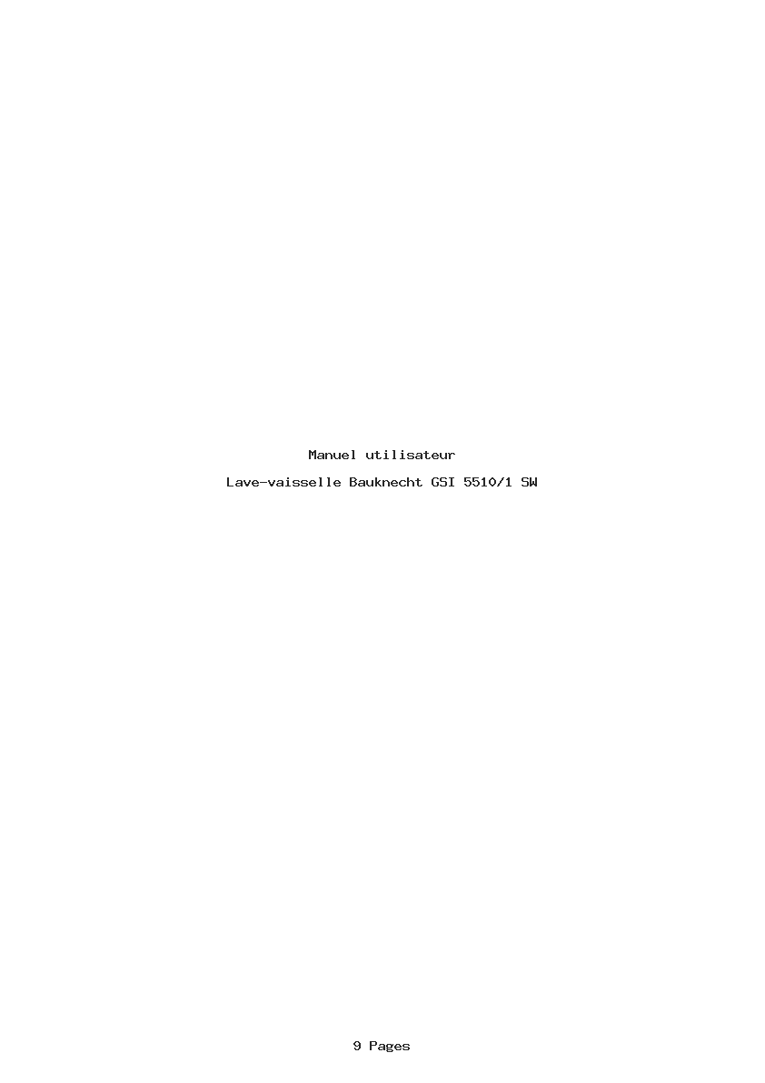 Page 1 de la notice Manuel utilisateur Bauknecht GSI 5510/1 SW