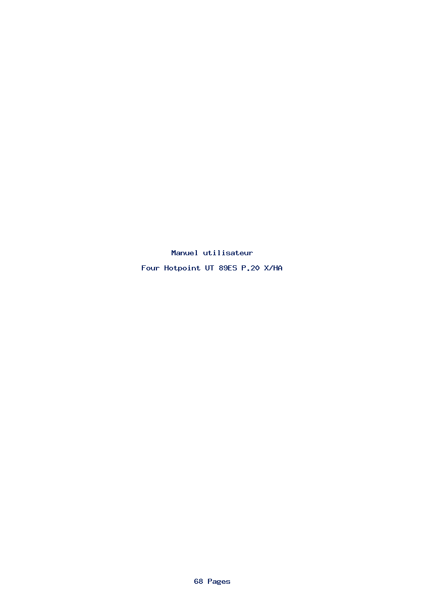 Page 1 de la notice Manuel utilisateur Hotpoint UT 89ES P.20 X/HA