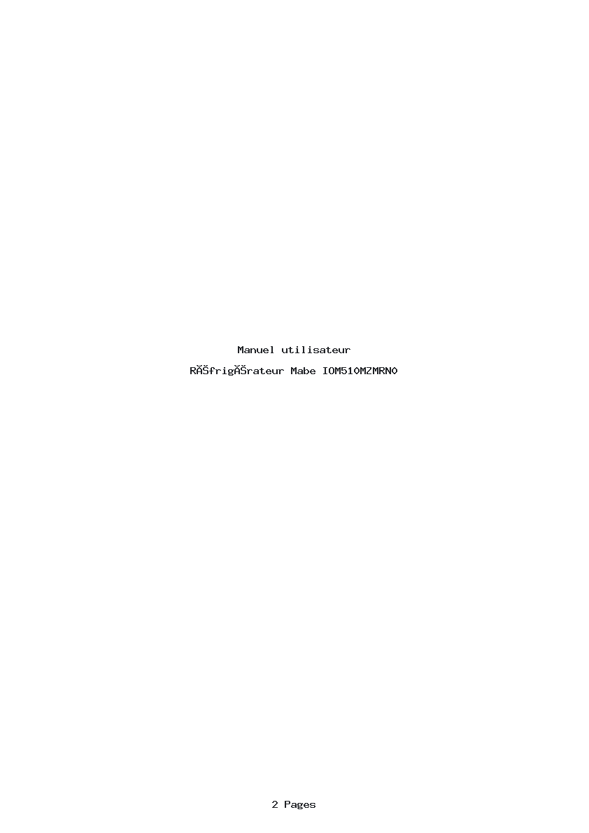 Page 1 de la notice Manuel utilisateur Mabe IOM510MZMRN0