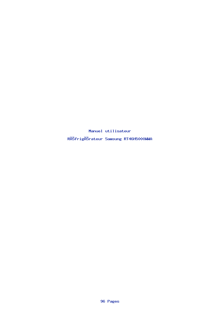 Page 1 de la notice Manuel utilisateur Samsung RT46H5000WWA