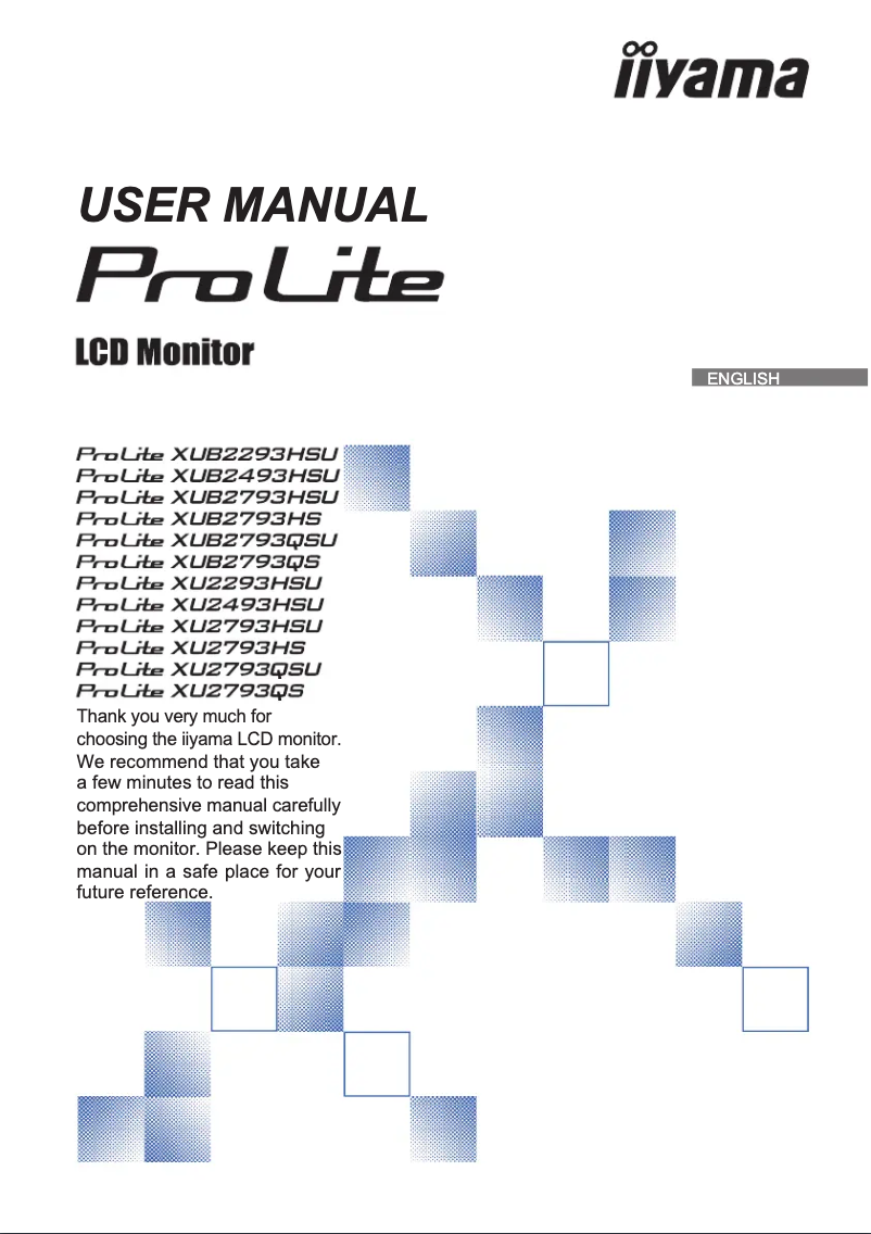 Page 1 de la notice Manuel utilisateur Iiyama ProLite XUB2793QS