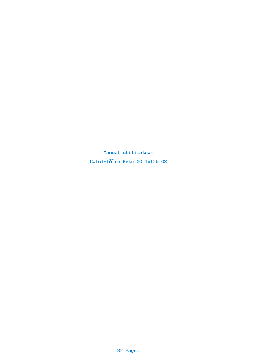 Page 1 de la notice Manuel utilisateur Beko GG 15125 GX