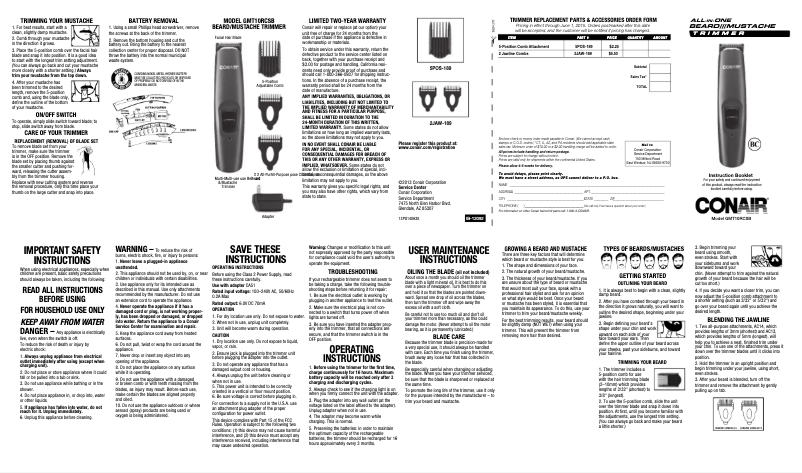 Página 1 del manual Manual de usuario Conair GMT10NCS