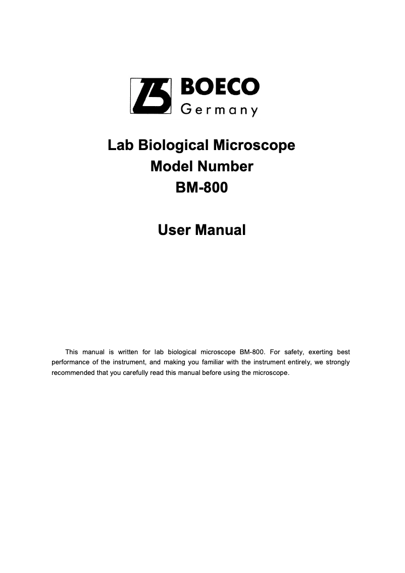 Page 1 of the manual User Manual Boeco BM-800