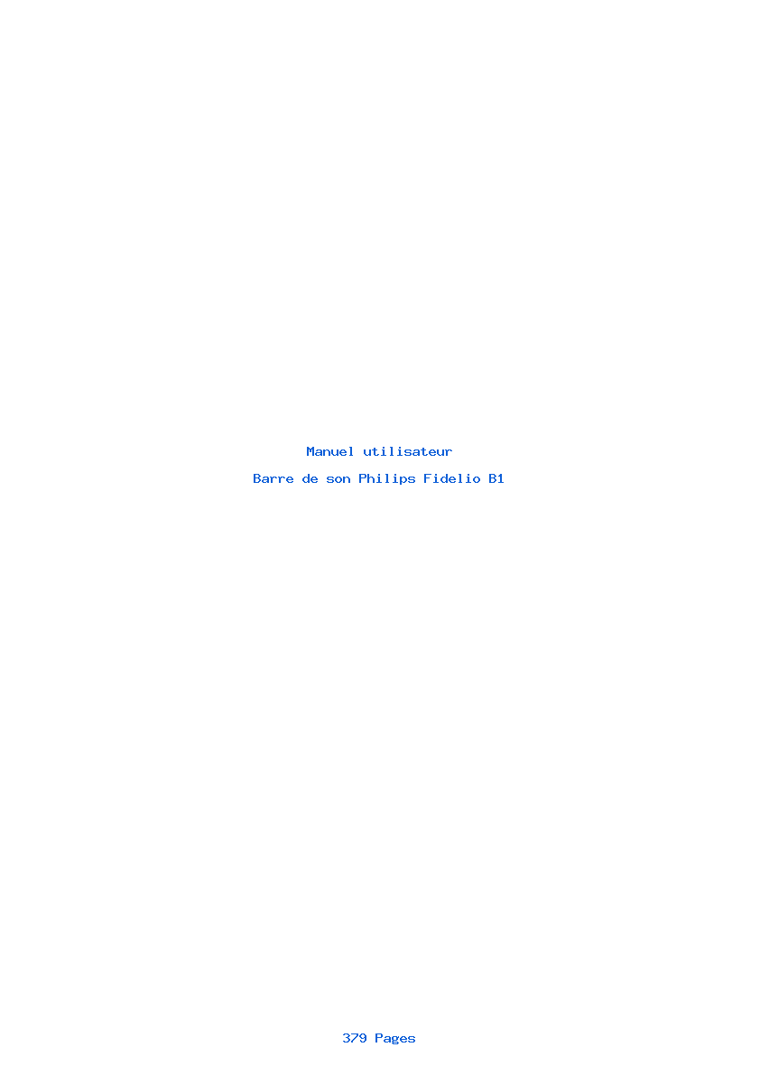 Page 1 de la notice Manuel utilisateur Philips Fidelio B1