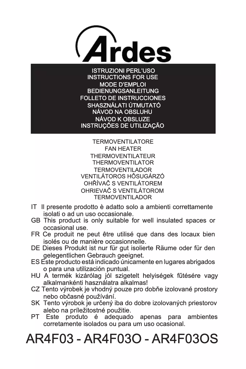 Page 1 de la notice Manuel utilisateur Ardes AR4F03OS