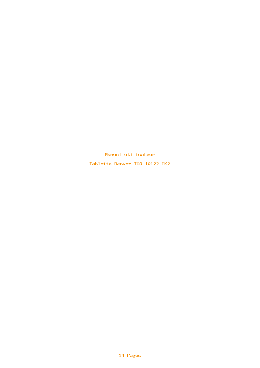 Page 1 de la notice Manuel utilisateur Denver TAQ-10122 MK2