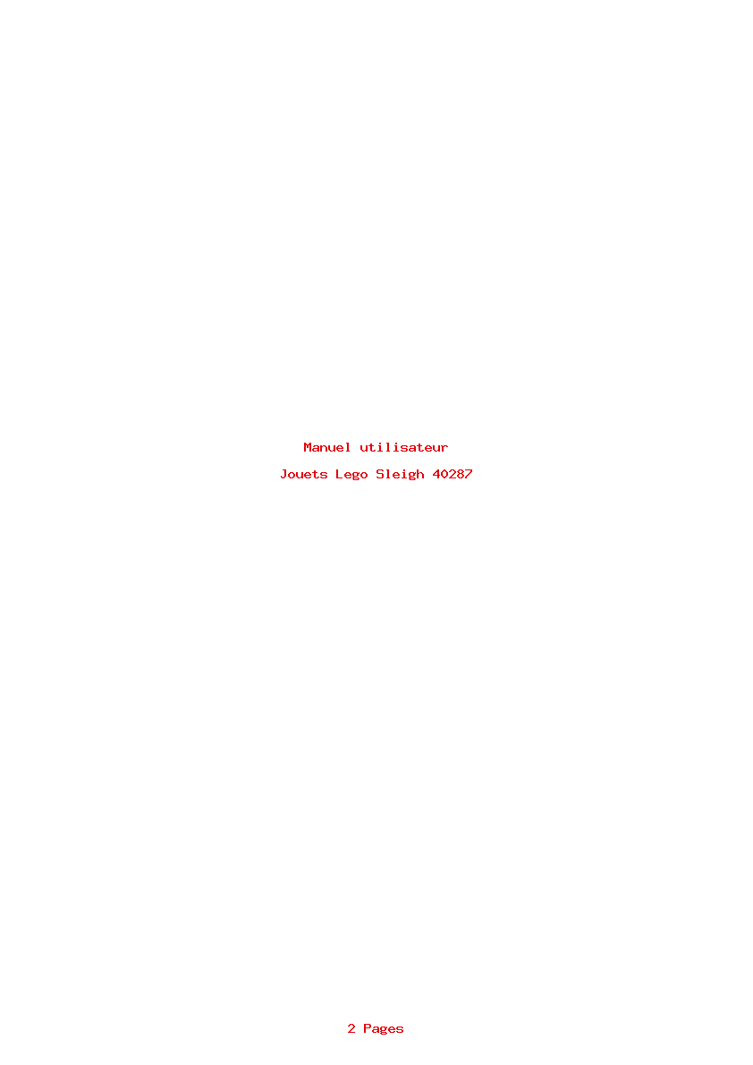 Page 1 de la notice Manuel utilisateur Lego Sleigh 40287