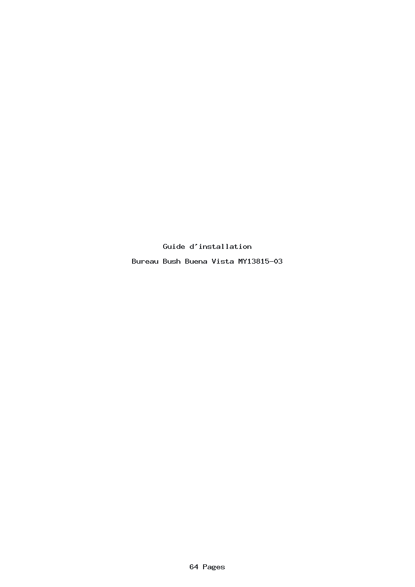 Page 1 de la notice Guide d'installation Bush Buena Vista MY13815-03