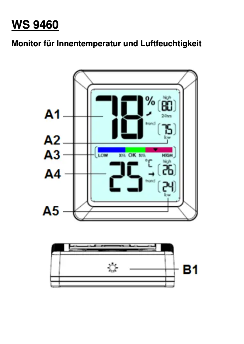 Page 1 de la notice Manuel utilisateur Techno Line WS 9460