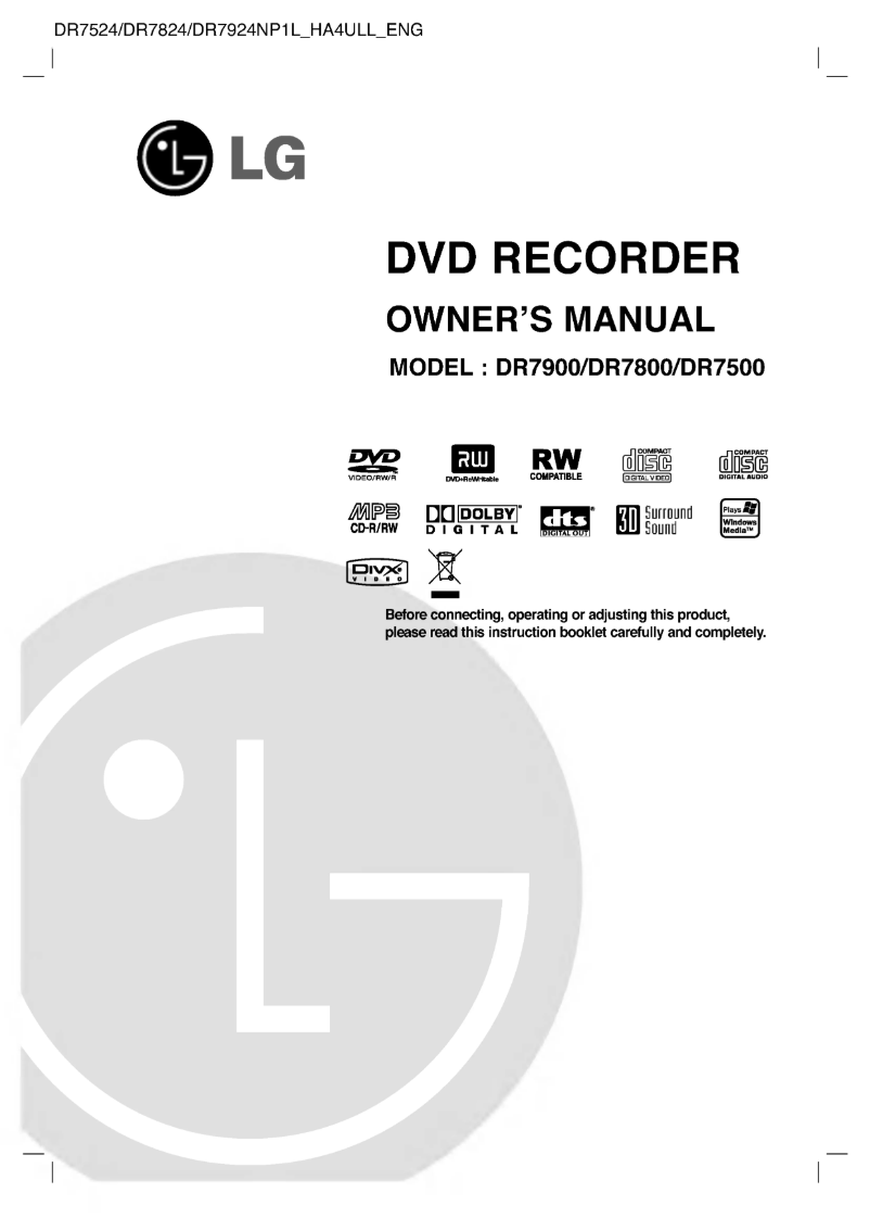 Page 1 of the manual User Manual LG DR7824NP1C
