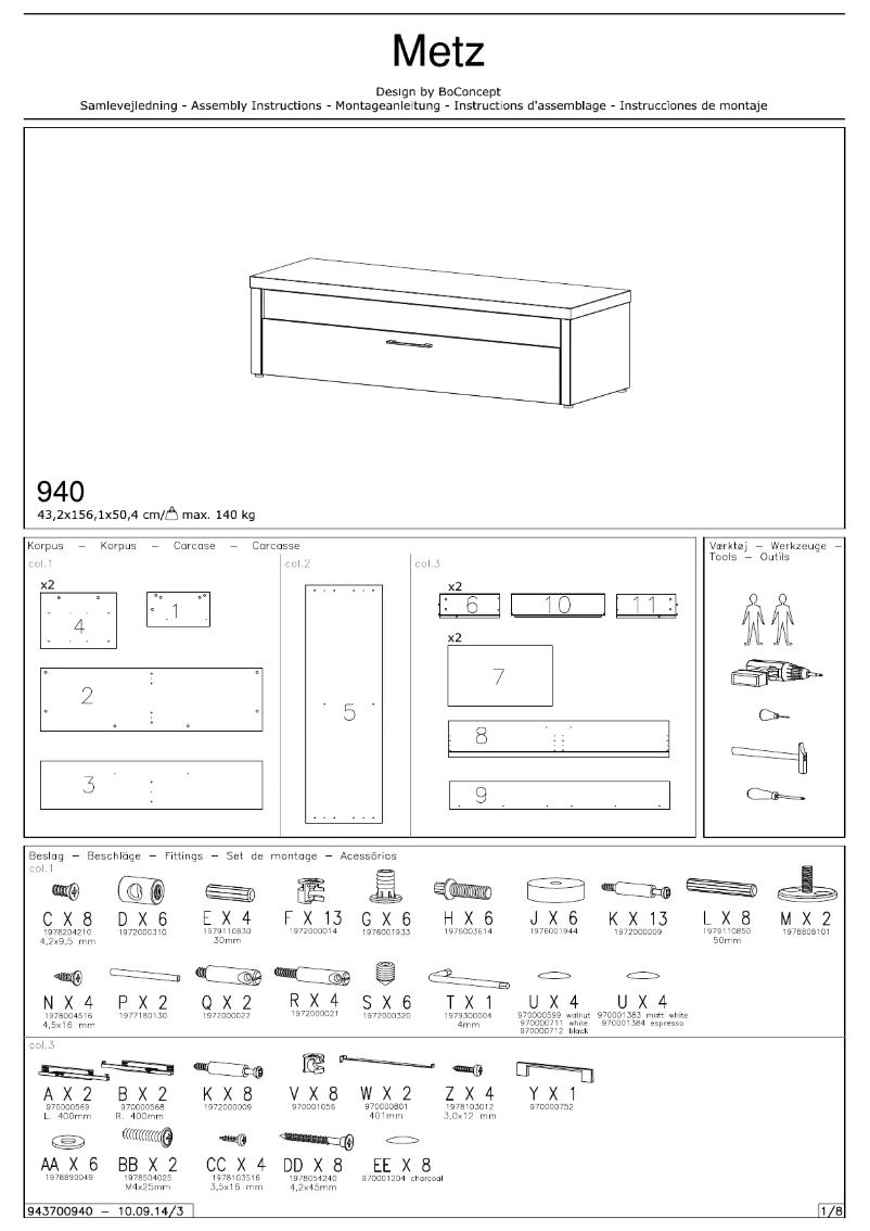 Page 1 de la notice Manuel utilisateur BoConcept Metz
