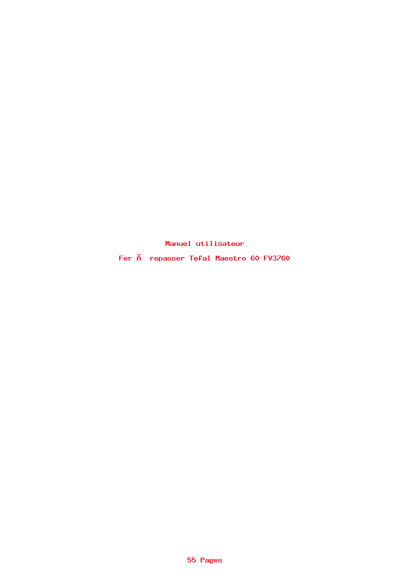 Page 1 de la notice Manuel utilisateur Tefal Maestro 60 FV3760