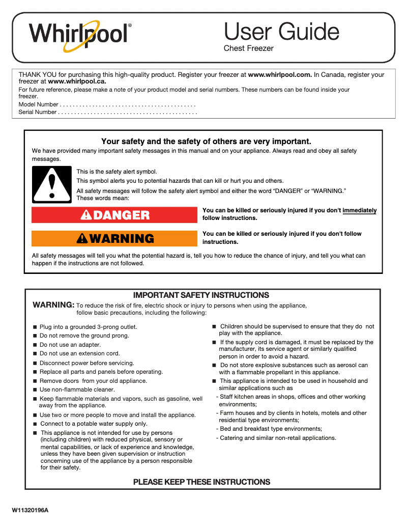 Page 1 of the manual Instruction Manual Whirlpool WZC3115DW