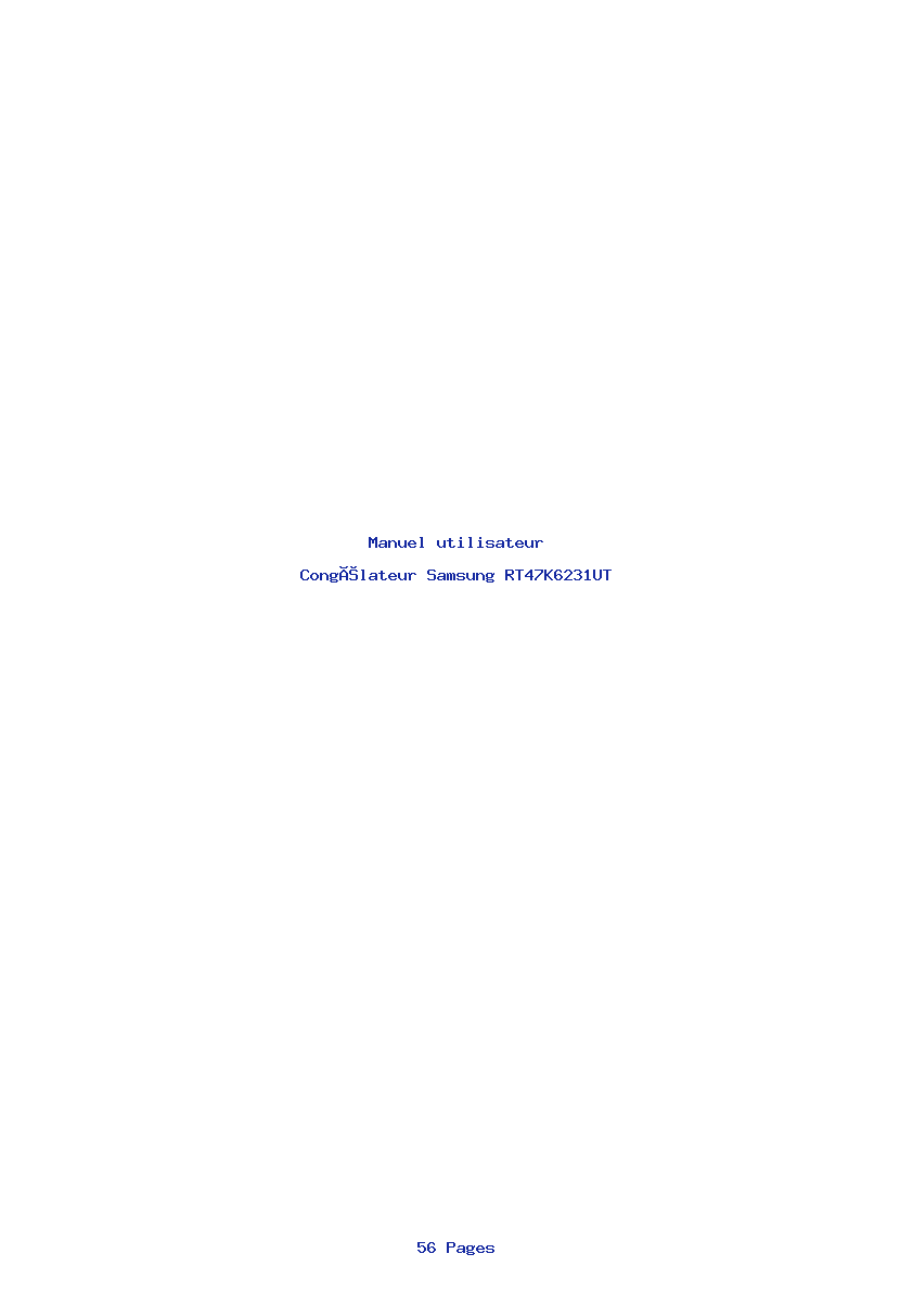 Page 1 de la notice Manuel utilisateur Samsung RT47K6231UT