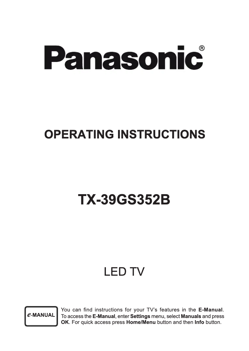 Page 1 de la notice Manuel utilisateur Panasonic Viera TX-39GS352B
