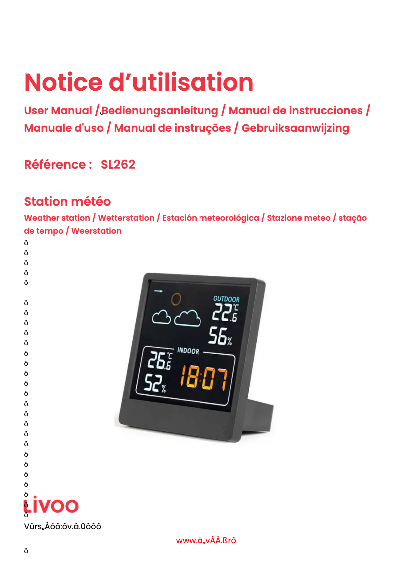 Page 1 de la notice Manuel utilisateur Livoo SL262