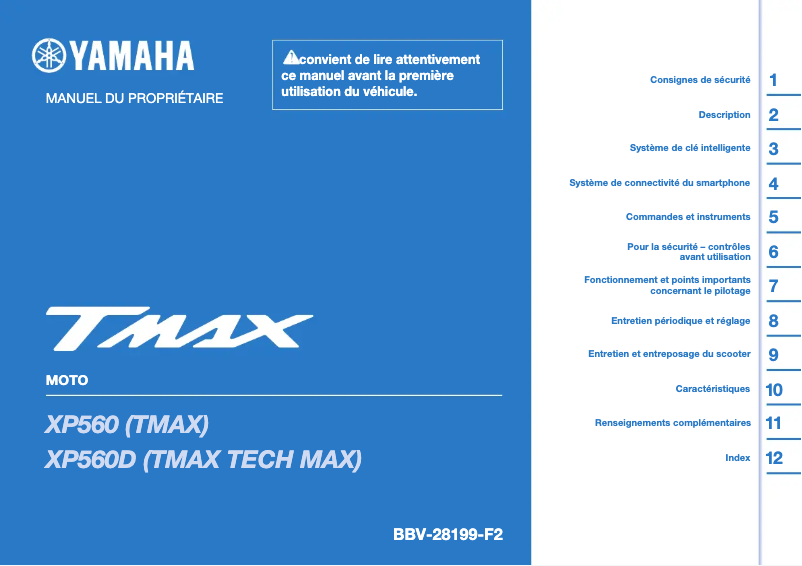 Page 1 de la notice Manuel utilisateur Yamaha TMAX (2024)