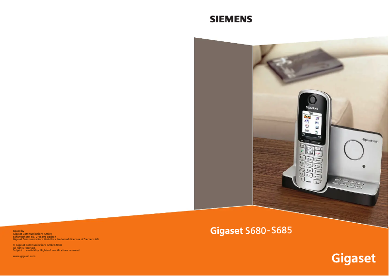 Page 1 de la notice Manuel utilisateur Siemens Gigaset S685