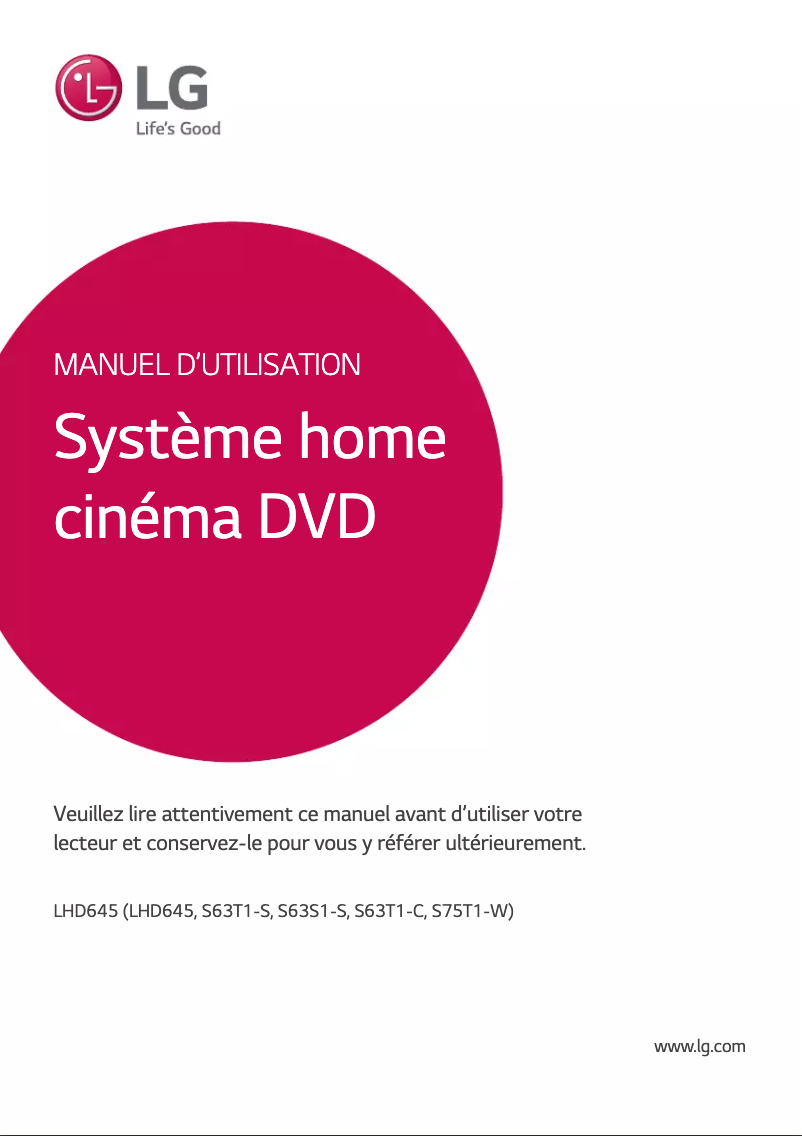 Page 1 de la notice Manuel utilisateur LG LHD645