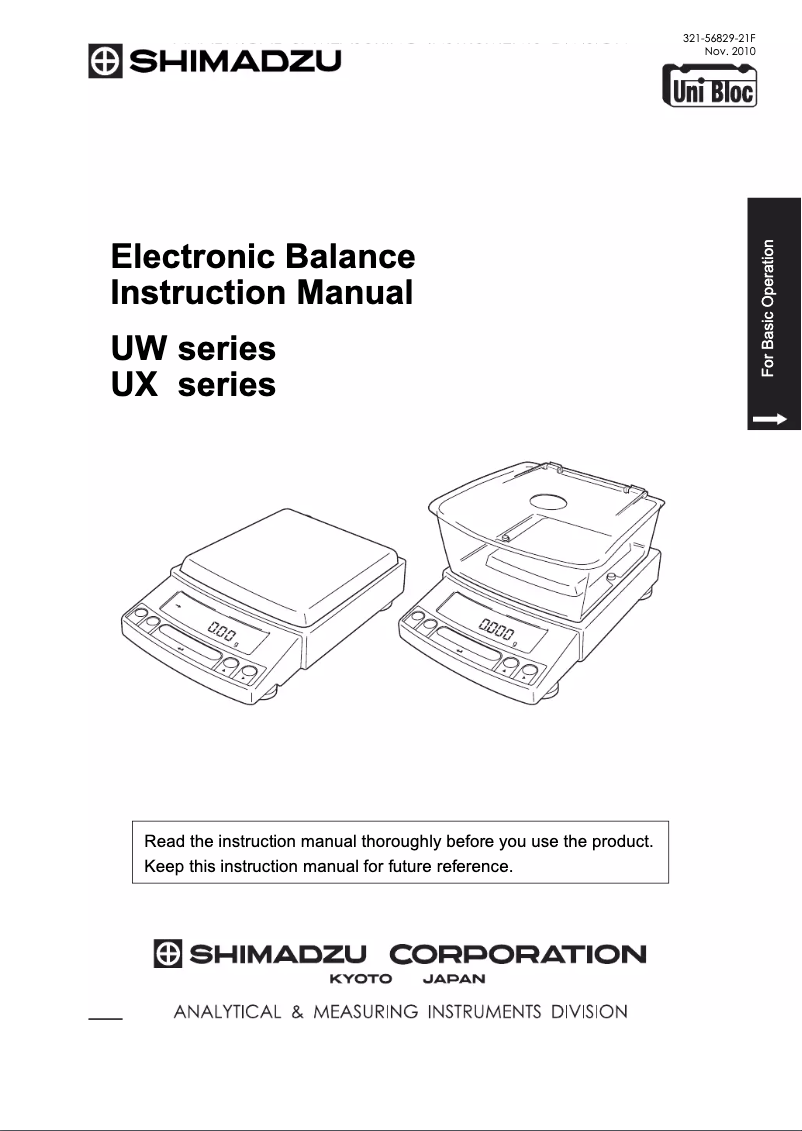 Página 1 del manual Manual de usuario Shimadzu UW2200HV