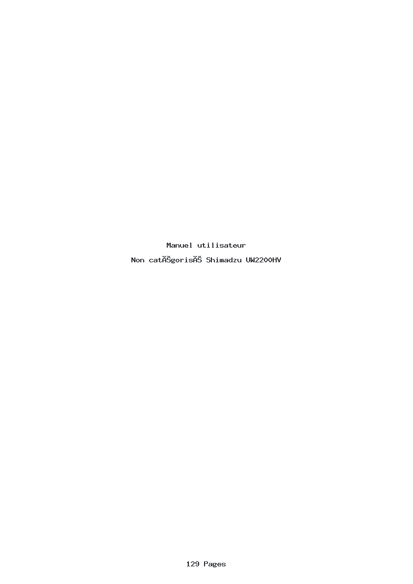 Page 1 de la notice Manuel utilisateur Shimadzu UW2200HV