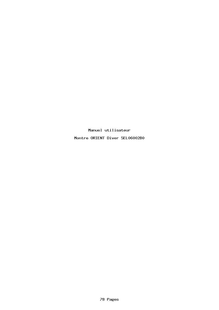 Page 1 de la notice Manuel utilisateur ORIENT Diver SEL06002B0