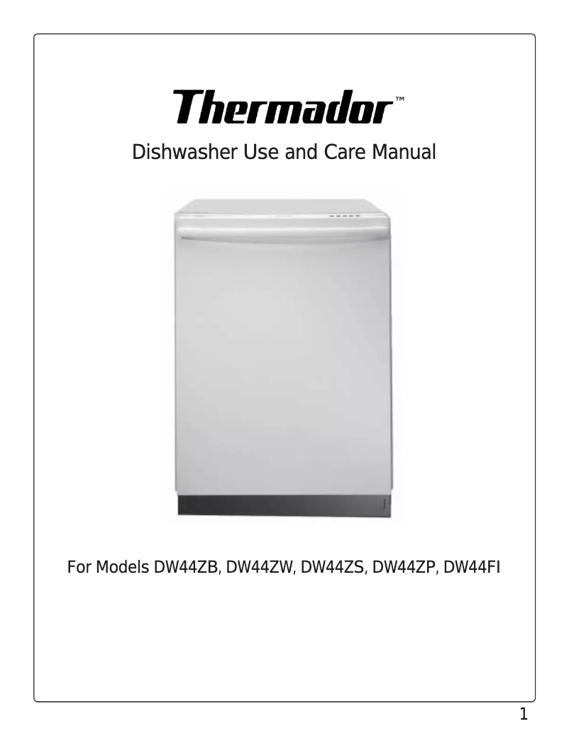 Page 1 de la notice Manuel utilisateur Thermador DW44FI