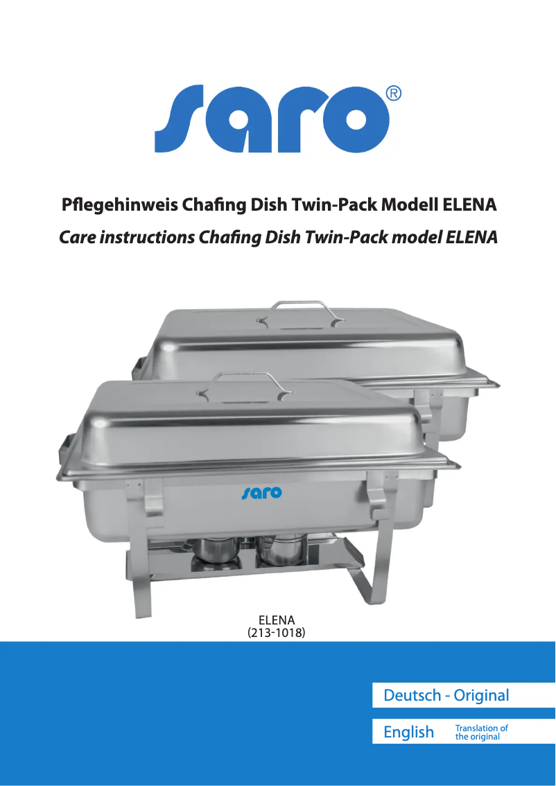 Page 1 de la notice Manuel utilisateur Saro ELENA 213-1018