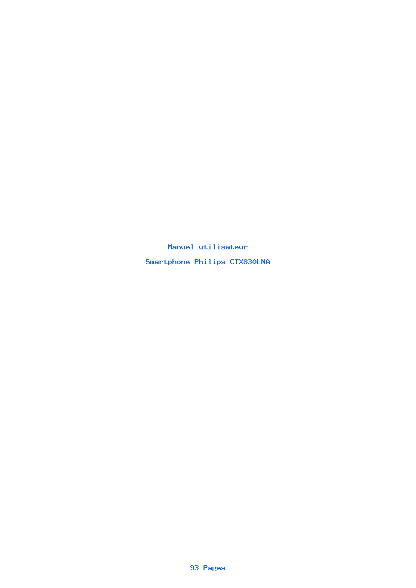 Page 1 de la notice Manuel utilisateur Philips CTX830LNA