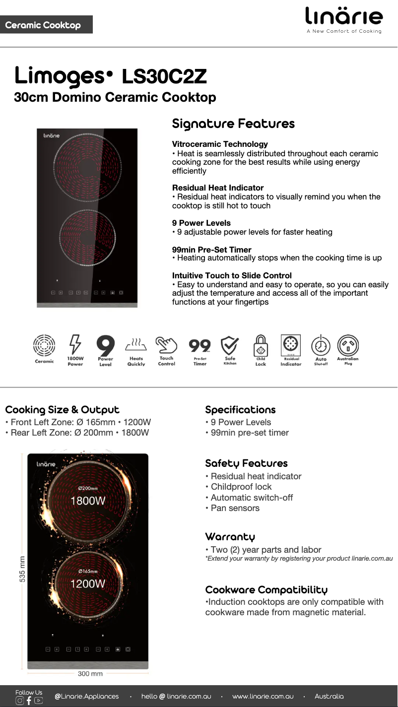 Página 1 del manual Ficha técnica Linarie LS30C2Z