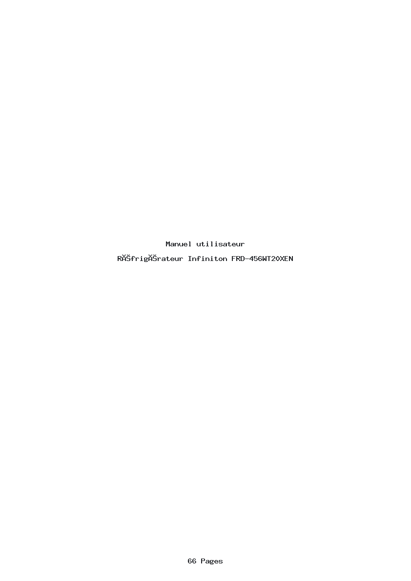Page 1 de la notice Manuel utilisateur Infiniton FRD-456WT20XEN