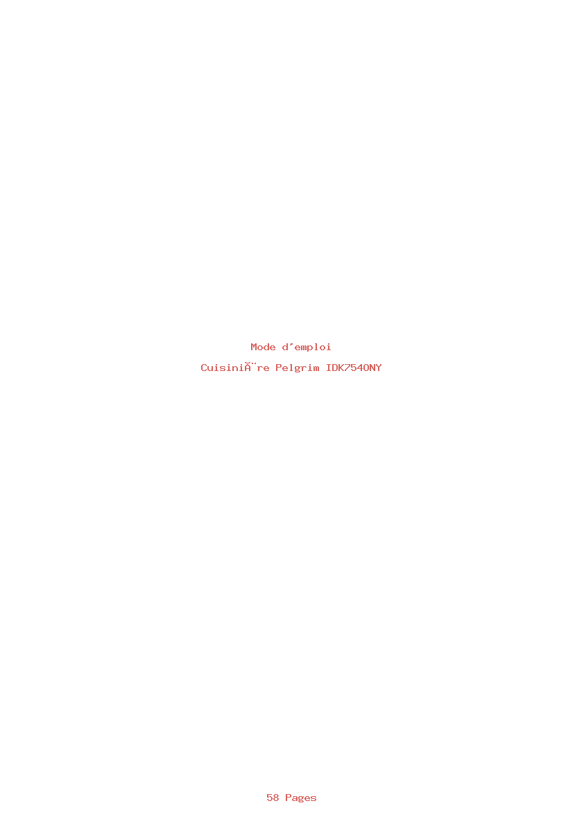 Page 1 de la notice Mode d'emploi Pelgrim IDK754ONY
