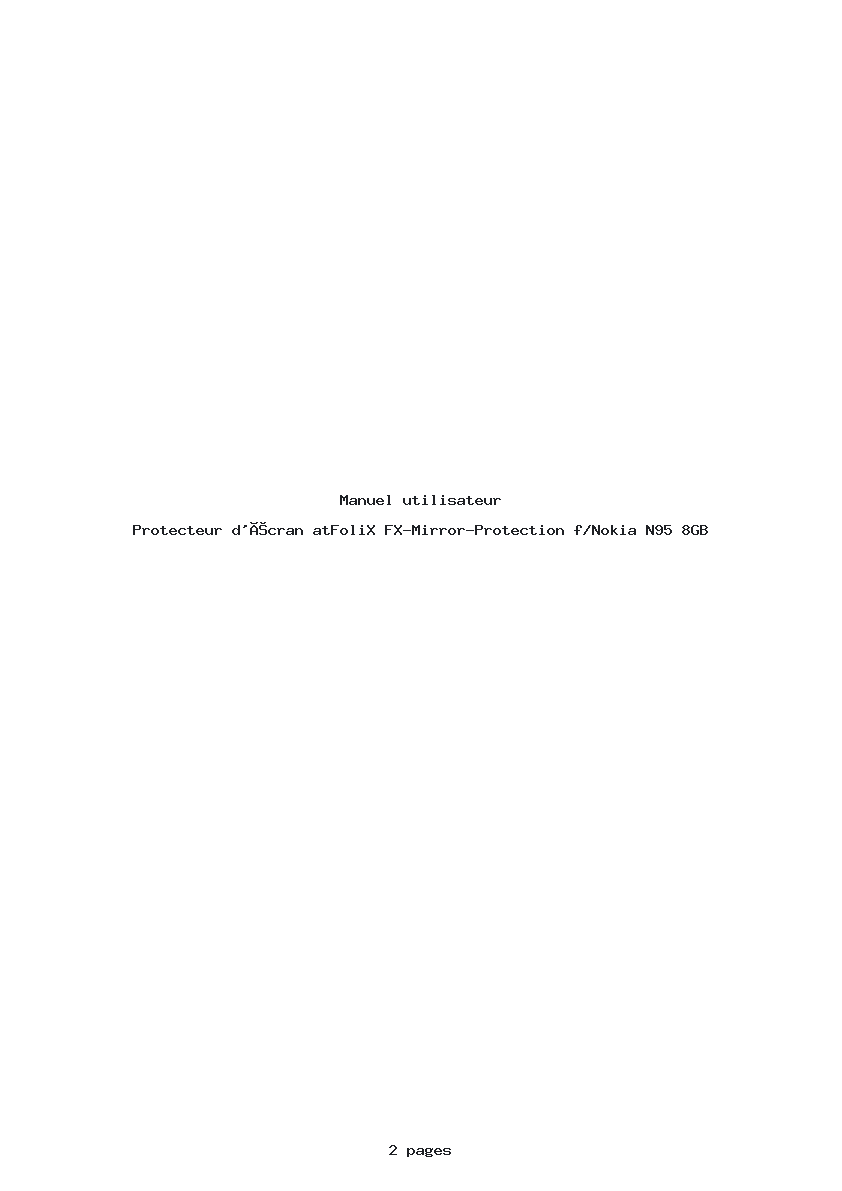 Image de la première page du manuel de l'appareil FX-Mirror-Protection f/Nokia N95 8GB