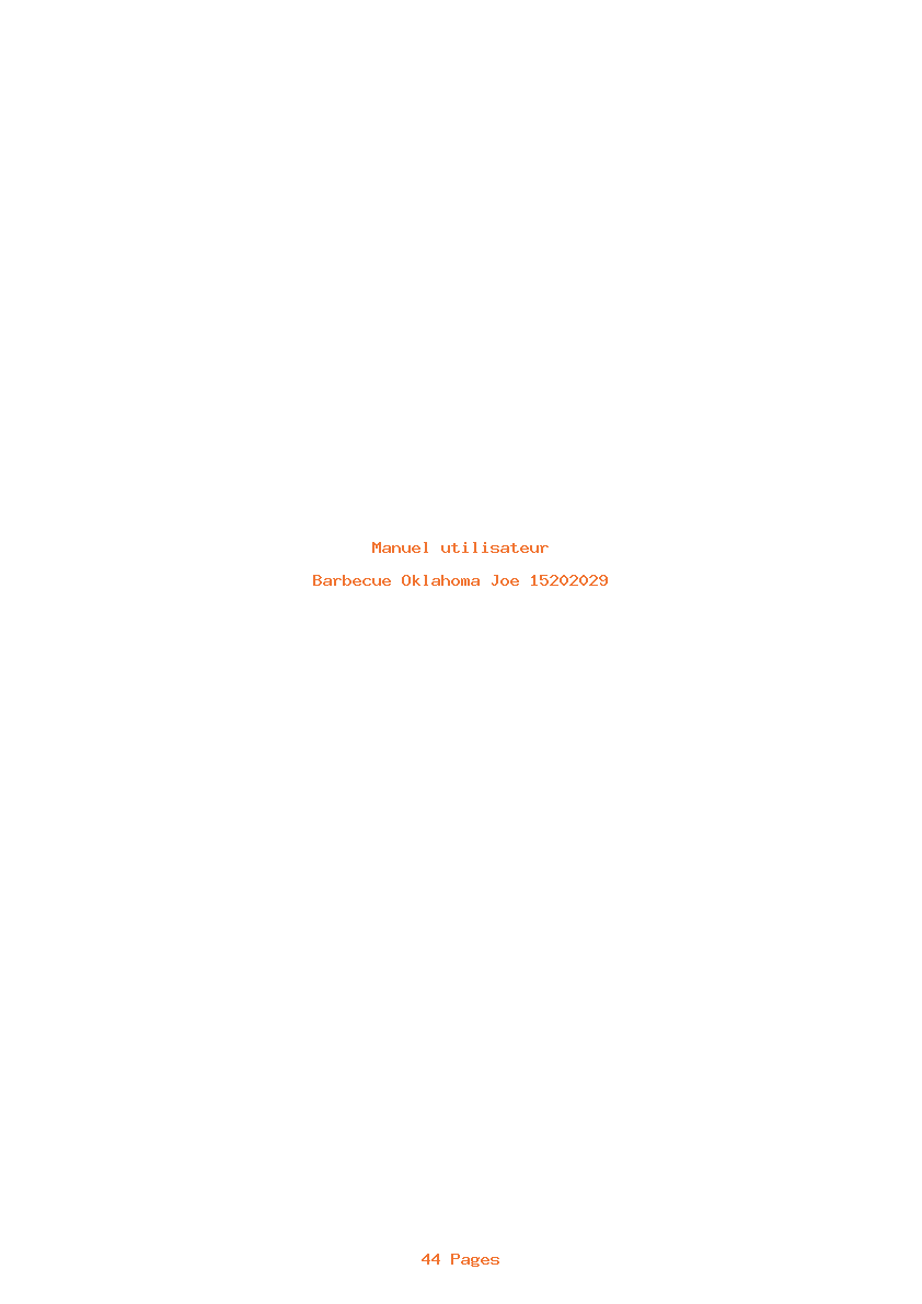 Page 1 de la notice Manuel utilisateur Oklahoma Joe 15202029