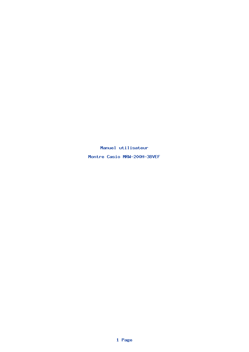 Page 1 de la notice Manuel utilisateur Casio MRW-200H-3BVEF