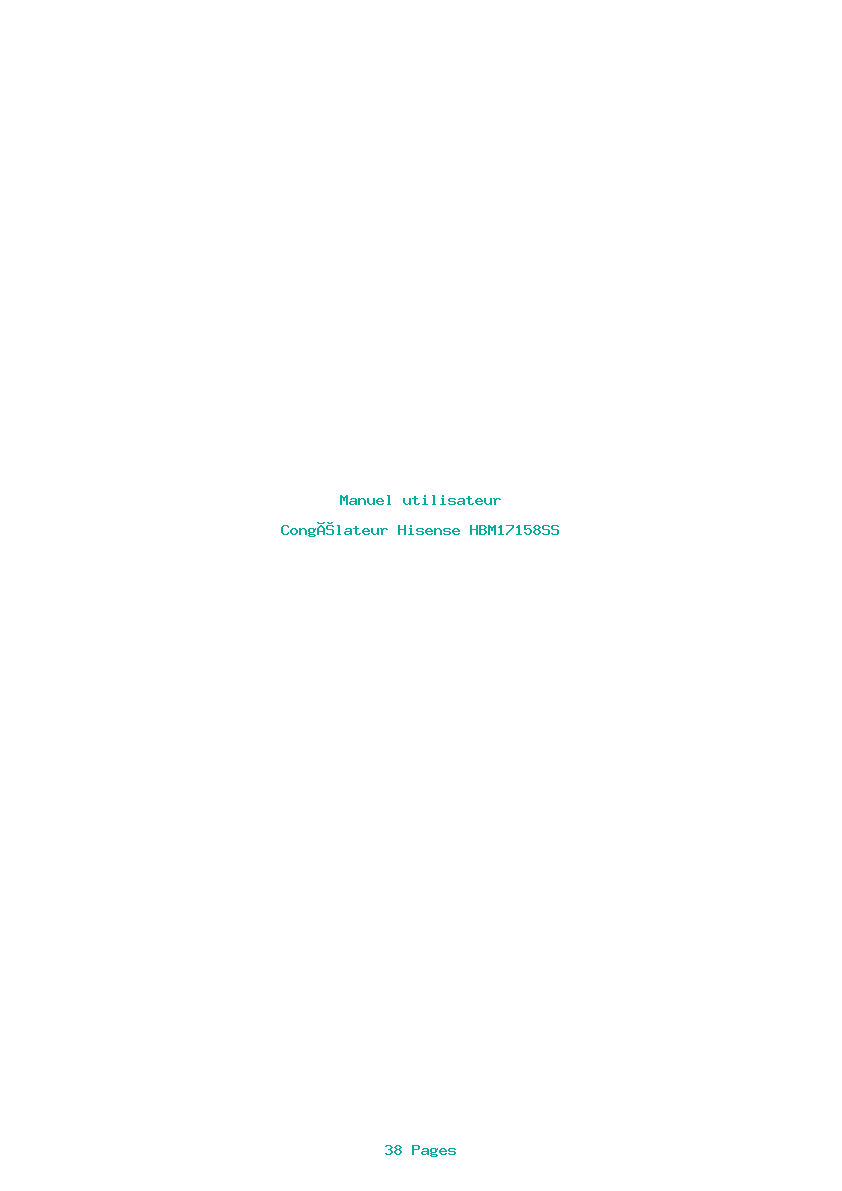 Page 1 de la notice Manuel utilisateur Hisense HBM17158SS