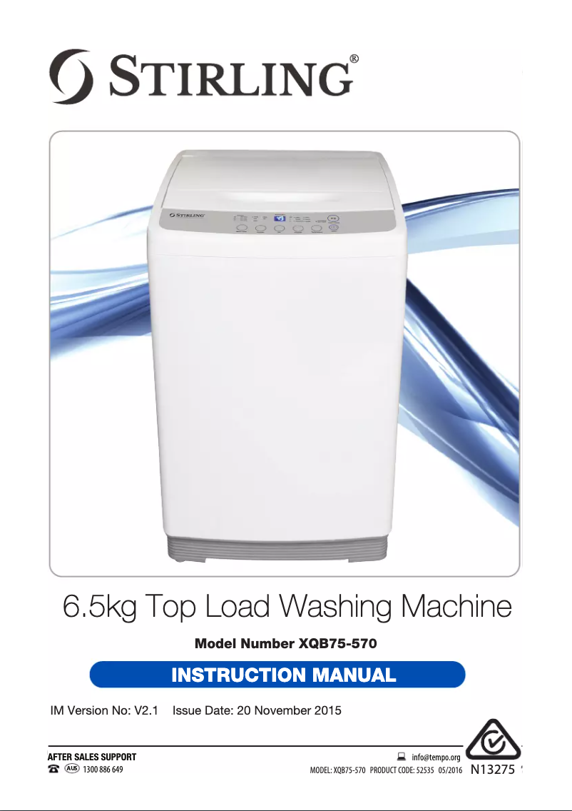 Page 1 de la notice Manuel utilisateur Stirling XQB75-570