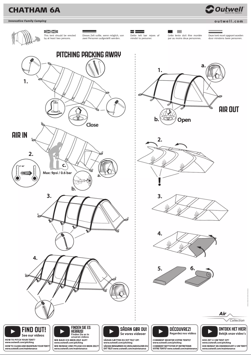 Page 1 de la notice Manuel utilisateur Outwell Chatham 6A