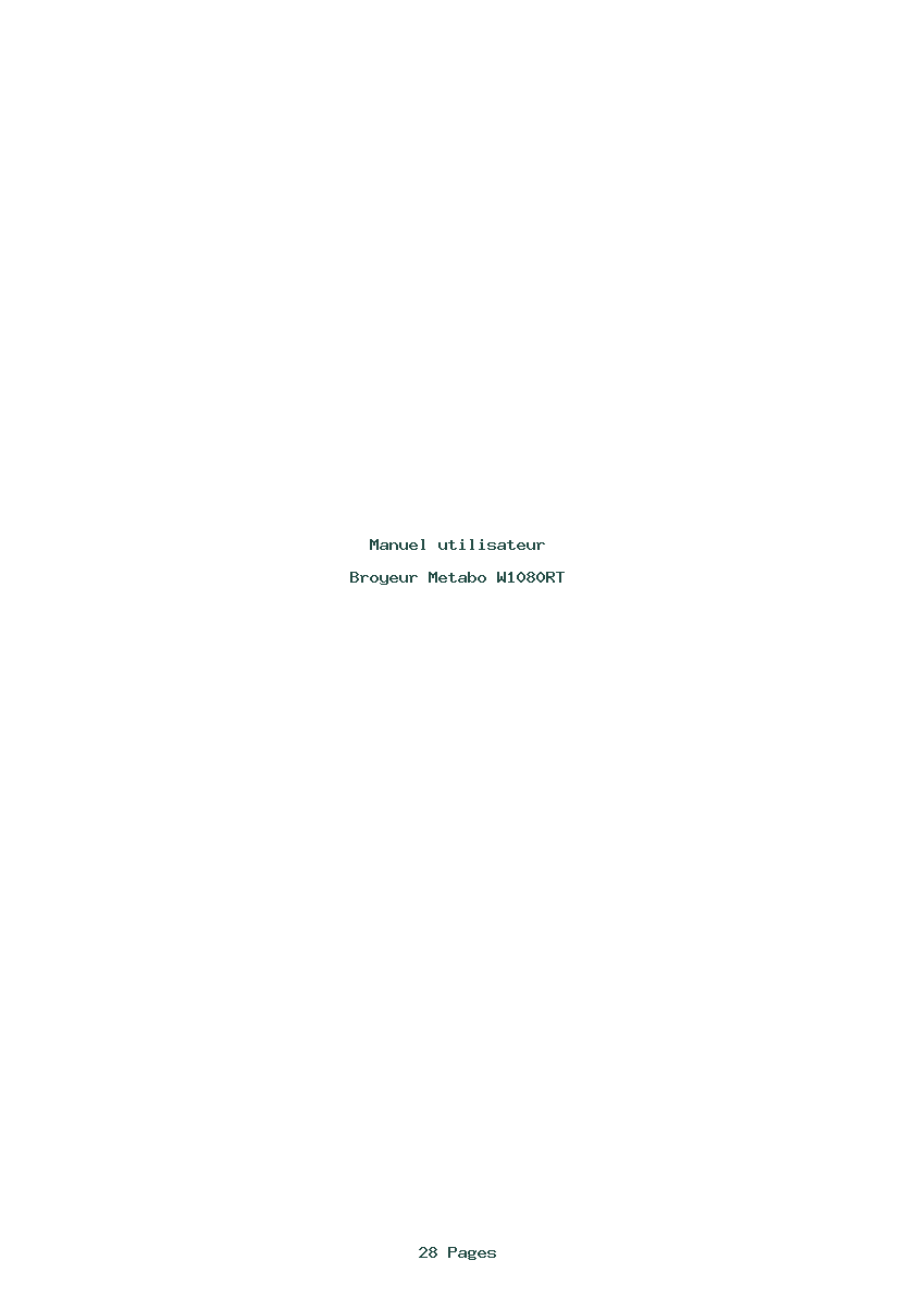 Page 1 de la notice Manuel utilisateur Metabo W1080RT