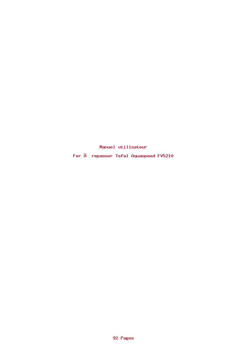 Page 1 de la notice Manuel utilisateur Tefal Aquaspeed FV5210