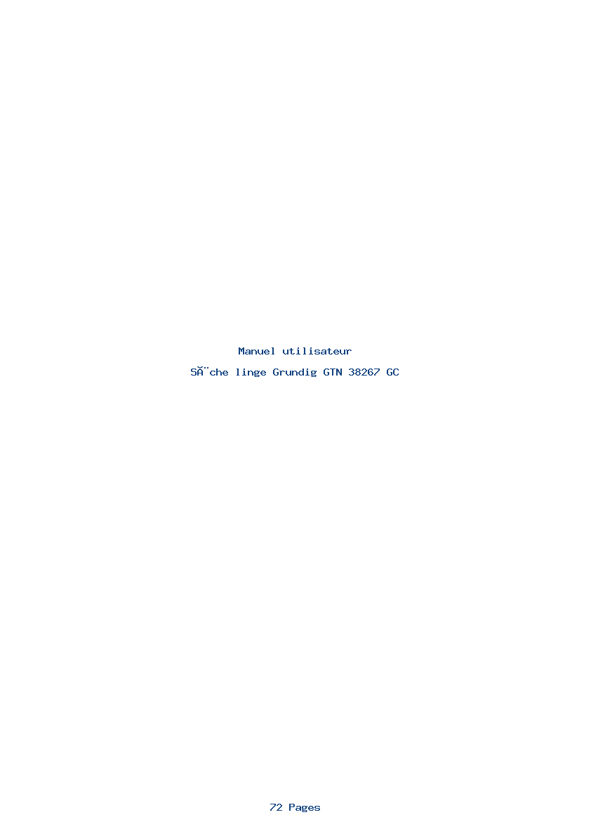 Page 1 de la notice Manuel utilisateur Grundig GTN 38267 GC